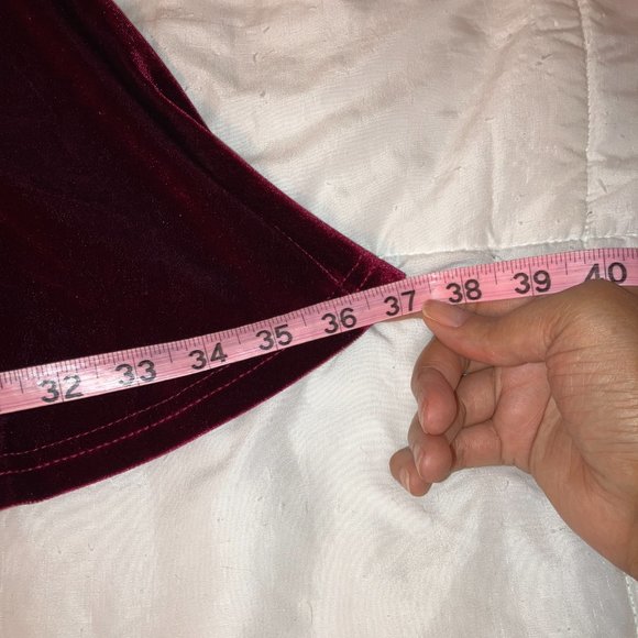 Burgundy Faux Velvet Long Sleeve Dress Womens Size S - Picture 11 of 13